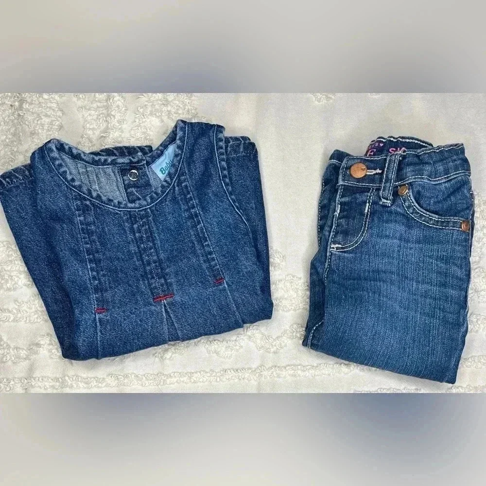 Osh kosh denim dress with apple embroidery & Children Place Jean